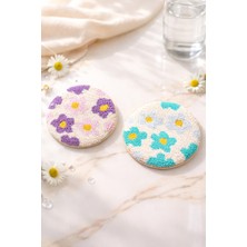 Gaonk El Yapımı Punch Nakış Bahar Çiçekleri 2’li Bardak Altlığı Seti - Bohem Masa Dekor ve Ev Hediyesi