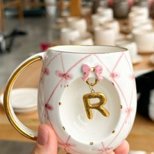 BSK Ceramics Handmade Harfli Fiyonklu Porselen Kupa R Harfi