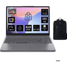 Lenovo Ideapad Slim 3 Amd Ryzen 5 7535HS 16GB 1TB+512GB SSD Windows 11 Pro IPS 15.3" Taşınabilir Bilgisayar 83K7009ETR +Boz Çanta