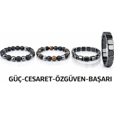 Morlisse Güç-Cesaret-Özgüven-Başarı, 4'lü Doğaltaş Bileklik Seti