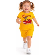 Melodi Kids Kız Çocuk Kiraz Model Şortlu Yazlık Alt Üst Pamuklu Takım