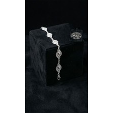 Roza Silver 925 Ayar Geleneksel Telkari El Işi Yaprak Motifli Sıralı Gümüş Bileklik