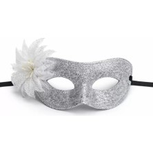 Fta Ticaret Gümüş Simli Tüylü Balo Maskesi