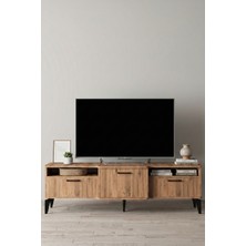 GOLDFALEZ TV Sehpası 160 cm Kapaklı Raflı Televizyon Ünitesi Salon Oturma Odası TV Sehpa Mistral