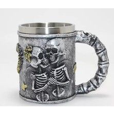 Venüs Shopping Sonsuz Aşk Iskelet Tasarımlı 3D Kabartmalı Çelik Kupa Bardak