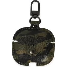 TKÇ Ieg™  Airpods Pro 2 (2.nesil) Çanta Kamuflaj Deri Kılıf - Haki Yeşil