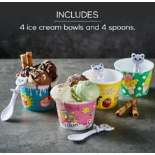 Hane216 Kaşıklı Plastik Dondurma Kabı Seti 4' Lü - Cupice Dondurma Kabı Bpa Free