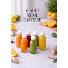 Rotanev 6 Adet Şeffaf Cam Shot Şişesi Sızdırmaz Beyaz Kapaklı Hediyelik Koku Süs Çok Amaçlı Şişe 50ML