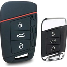 TKÇ Ieg™ Volkswagen Passat Arteon Tiguan Polo Uyumlu Silikon Oto Anahtar Kumanda Kabı Siyah