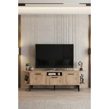 Gold Falez Tv Sehpası 160 cm Modern 3 Kapaklı Tv Sehpa Çok Amaçlı Konsol Ünitesi 5037 Sepet