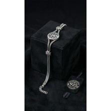 Roza Silver 925 Ayar Gümüş Oksitli Telkari Örgü Zincirli Hayat Ağacı Tasarım Bileklik
