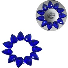 TKÇ Ieg™ Kristal Damla Taşlı Start Stop Düğme Halkası Saks Mavi