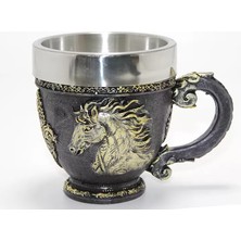 Fta Ticaret 3D Kabartmalı At Büstü Paslanmaz Çelik Kupa Bardak