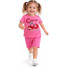 Melodi Kids Kız Çocuk Kiraz Model Şortlu Yazlık Alt Üst Pamuklu Takım