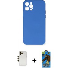 İlk El Grup Ieg™ iPhone 12 Pro Max Ahenk Serisi - Siyah 18D Cam Ekran Koruyucu + Gold Shine Kamera Lens