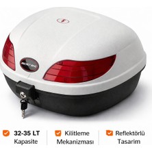 33 Lt Motosiklet Arka Çanta Bagaj Sepeti Kilitli Reflektörlü Beyaz Topcase