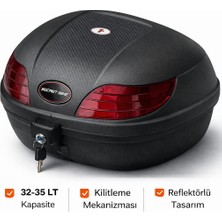 Secret Bike 33 Lt Motosiklet Arka Çanta Bagaj Sepeti Kilitli Reflektörlü Siyah Topcase
