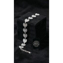Roza Silver 925 Ayar Geleneksel Telkari El Işi Origami Kalp Motifli Kelepçe Gümüş Bileklik