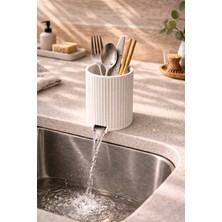 Ddm Global Su Tahliyeli Organizer – Lavabo Üstü Çatal Kaşık Kurutmalık & Diş Fırçalık | Mutfak ve Banyo Düzenleyici (10X8)