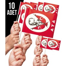 Çavuş E-Ticaret 10 Adet Çubuklu Türk Bayrağı Sopalı Ayyıldız Ata Baskılı Milli Bayram 23 Nisan Çocuk Bayramı