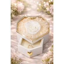 Eng Parti Dünyası Beyaz Çekmeceli Gül Tasarımlı Özel Hediye Kutusu (Yüzük Ürüne Dahil Değildir)