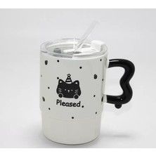 Zenvia Sevimli Ayı Figürlü Pipetli Kapaklı Porselen Kupa Bardak