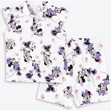 LC Waikiki Lcw Baby Ekru Polo Yaka Minnie Mouse Baskılı Kız Bebek Şortlu Pijama Takımı