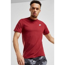 Nike Sportswear Club Tee Standart Kesim Pamuklu Bordo Erkek Tişört