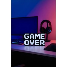 Nuvvo Retro "game Over" 8-Bit Kabartmalı Dekoratif Obje - Masaüstü ve Duvar Süsü - Oyuncu Odası Dekorasyonu, Gaming Setup Aksesuarı, Gamer Hediyesi (Siyah-Beyaz)