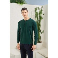 Amora Fancy Clothing Kocabey 9220 Erkek Midi Yaka Uzun Kol Pijama Takım