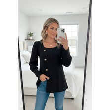 Amora Fancy Clothing Kadın Uzun Kollu Düğmeli Mevsimlik Bluz – Yumuşak Dokulu, Esnek ve Sıcak Tutan Kumaş