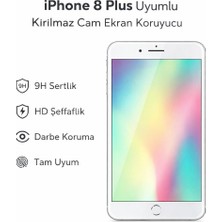Avcı Teknoloji Market iPhone 8 Plus Uyumlu Kırılmaz Cam Ekran Koruyucu 9h Temperli Cam Hd Şeffaf