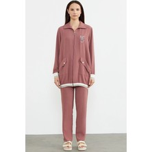 Amora Fancy Clothing Sementa 76326 Şal Yaka Fermuarlı Krep Takım