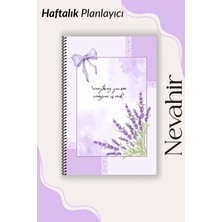 Nevahir Lavanta Desenli Haftalık Planlayıcı A5 100 gr Kalın Kağıt Helezon Ajanda Organizer