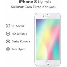 Avcı Teknoloji Market iPhone 8 Uyumlu Kırılmaz Cam Ekran Koruyucu 9h Temperli Cam Hd Şeffaf