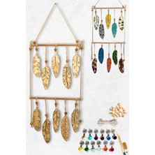 Nuvvo Art Inside Kızılderili Ahşap Tüy Boyama Seti Etnik Rustik Bohem Kendin Yap Ev Ofis Duvar Balkon Bahçe Dekorasyon Objesi 10'lu Katlı Set