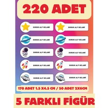 Premium Kalite 230 Kişiye Özel Isimli Defter Kalem Okul Etiketi Oval 220 Parça Astronot Temalı
