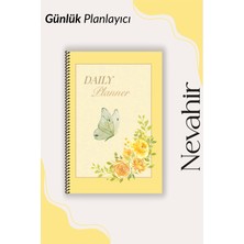 Nevahir Çiçek ve Kelebek Desenli Günlük Planlayıcı A5 100 gr Kalın Kağıt Helezon Ajanda Organizer