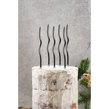 Pekshop Spiral Siyah Pasta Mumu Siyah Renk Mum 6 Lı Siyah Kıvrık Mum