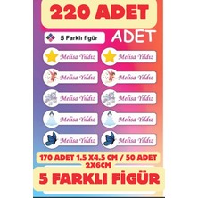 Etiketçi Paşa Okul Etiket 230 Adet Kişiye Özel Isimli Defter Kalem Okul Etiketi Sticker