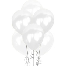 Party Express 12" Metalik Balon 8'li - Beyaz