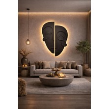 Zesiba LED Işılkı Siyah Modern Duvar Dekoru Ikili Bohem Mask 80X60 cm