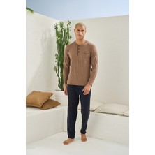 Amora Fancy Clothing Kocabey 9220 Erkek Midi Yaka Uzun Kol Pijama Takım
