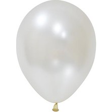 Party Express E.12" Baskı Balonu Metalik Beyaz 100'LÜ