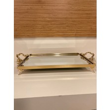 Plus Home Tepsi Altın Pirinç Kulplu Model Ortaboy 33X23 cm