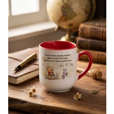 Veracraft Winnie The Pooh ve Piglet Tasarımlı Kırmızı Detaylı Porselen Kupa Bardak