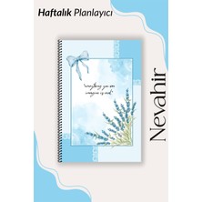 Nevahir Mavi Lavanta Desenli Haftalık Planlayıcı A5 100 gr Kalın Kağıt Helezon Ajanda Organizer