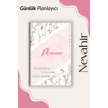 Nevahir Günlük Planlayıcı A5 Spiralli Ajanda Günlük Planner Pembe Çiçekli Tasarım