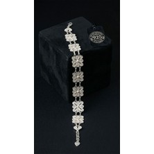 Erdobia 925 Ayar Geleneksel Telkari El Işi Kare Çiçek Motifli Kelepçe Gümüş Bileklik