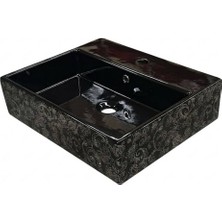 Ideal Standard - Plain Siyah Motifli Tezgah Üstü Lavabo 50 cm Outlet - Z2506-